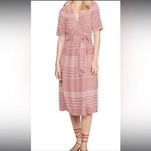 JOIE . Red Geometric-Stripe Cata Midi Dress - Women. Size 2